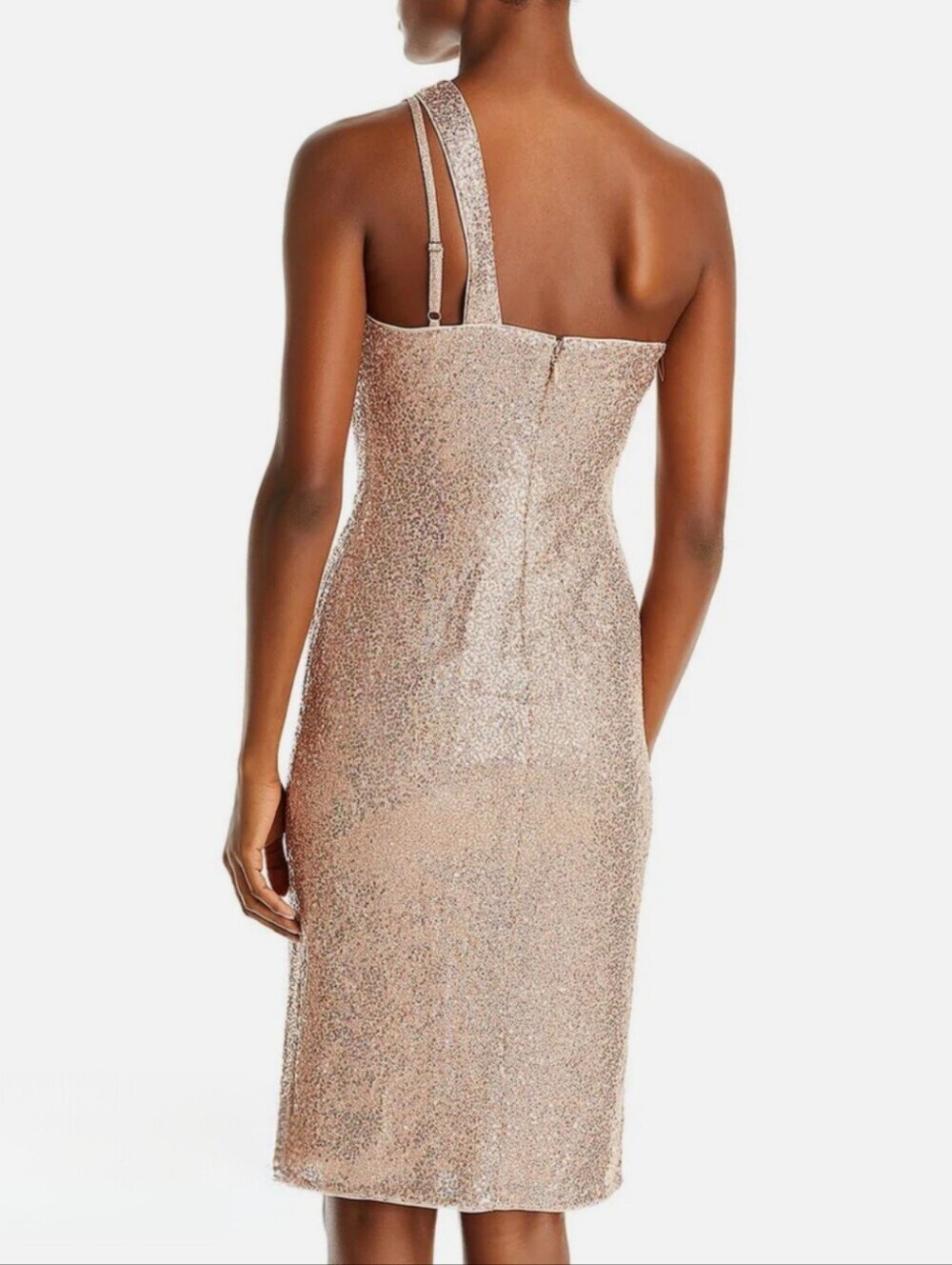 Aqua Sequin One-Shoulder Copper Midi Bodycon Cocktail/Party/Wedding Dress NEW!! - Picture 6 of 7